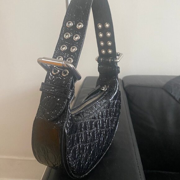 BY FAR Textured Black Shoulder Bag - Picture 4 of 7